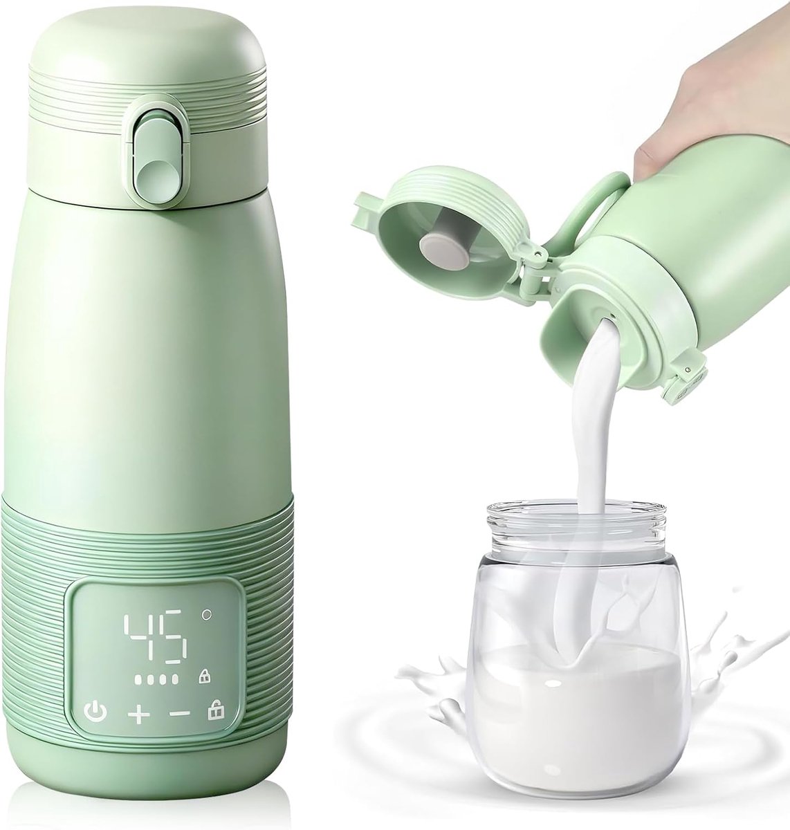 SnelShoppen - Portable Fleswarmer 500ml - Baby Flesverwarmer voor Onderweg - Nauwkeurige Temperatuurregeling 37-55 Graden - Ideaal voor Nachtvoedingen