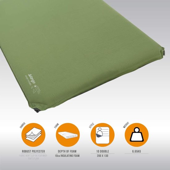Zelfopblazende slaapmat [Amazon Exclusive], 10 cm diep voor kamperen, extra matras, Epsom Green — afbeelding 2