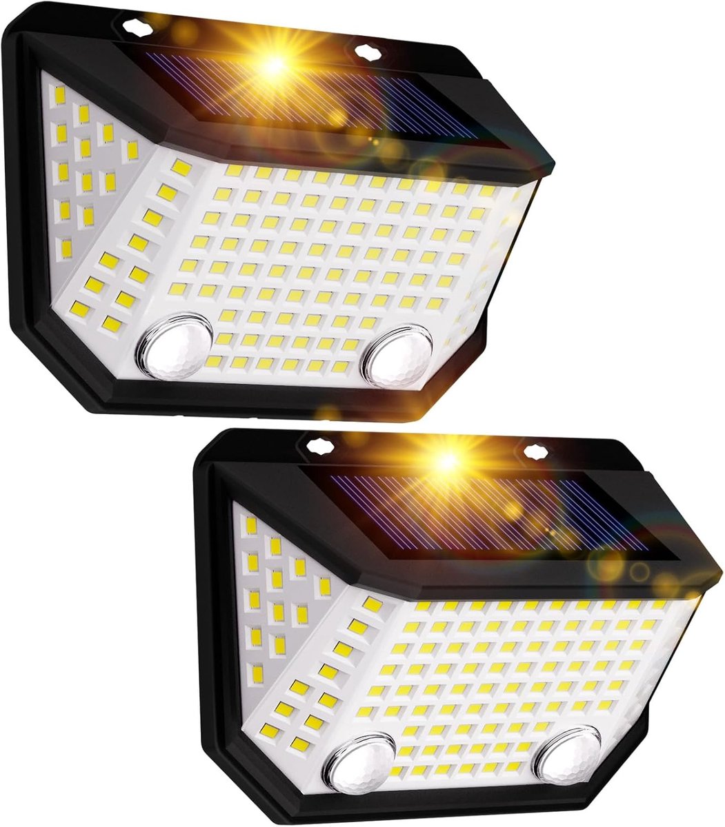 SnelShoppen - Solar Tuinverlichting met Bewegingssensoren, Waterproof LED Buitenlampen, 300° Verlichting, 2-Pack voor Tuin en Terras