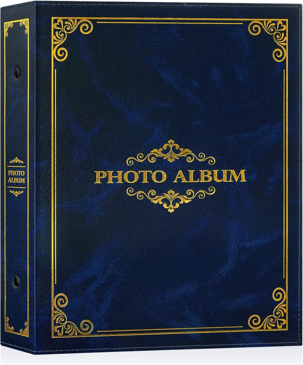 SnelShoppen - Photo Album 6x4 Slip In, Traditioneel Klassiek, 400 Pockets voor 10x15cm Foto's, Blauw, Perfect voor Herinneringen, Feest, Reizen