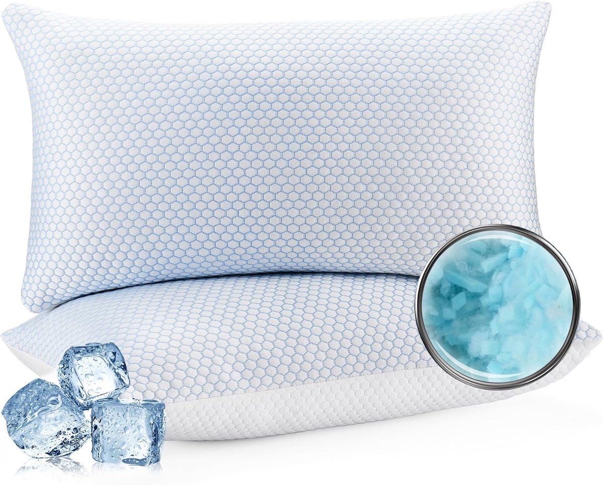 SnelShoppen - Deodar Memory Foam Kussen Set van 2 - 40 x 80 cm - Koelende Ergonomische Kussens - Antibacterieel en Ademend - Perfect voor Zij- en Rugs