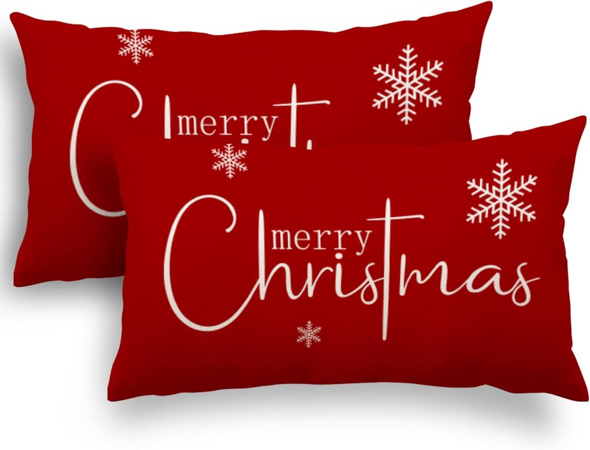 SnelShoppen - Set van 2 Kerst Kussens 40x60 cm - Decoratieve Kussenhoezen voor Sofa en Bed - Hoge Kwaliteit Linnen Mix - Perfect voor Kerstdecoratie