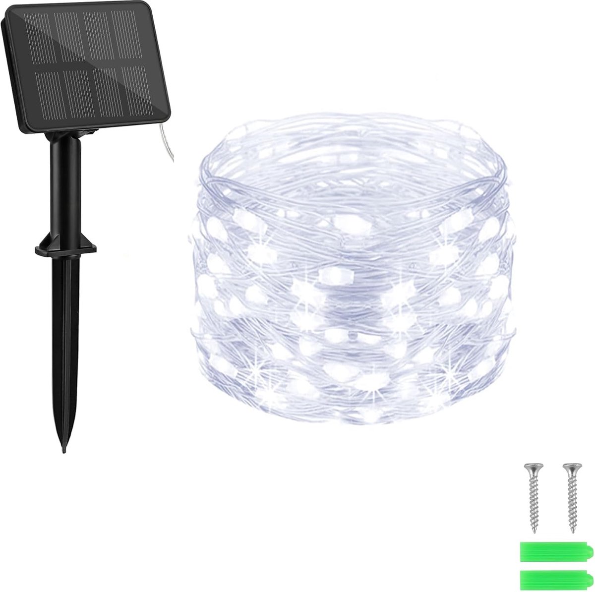 SnelShoppen - Solar Fairy Lights Outdoor 10m 100 LED, Koperdraad, 8 Modus, Timer, IP65 Weerbestendig voor Tuin, Kerstboom, Slaapkamer, Balkon, Poort,