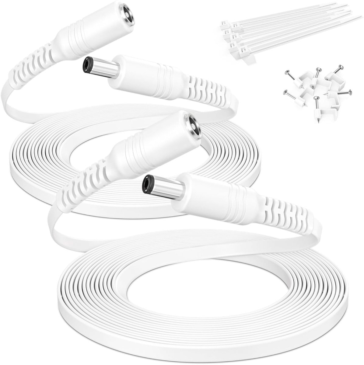 SnelShoppen - DC Extension Cable 3m 12V 2-pack, 5521 Socket naar Plug Kabel voor CCTV Beveiligingscamera's, IP Camera's, DVR's, 24V 9V 5V 12 Volt, Ver