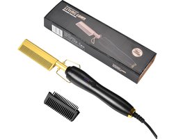 SnelShoppen - Weigudoc Elektrische Warming Kam, 2-in-1 Hitteborstel voor Haar en Baard, 3 Temperatuurinstellingen, Ideaal voor Wigs, Afro Haar en Mann