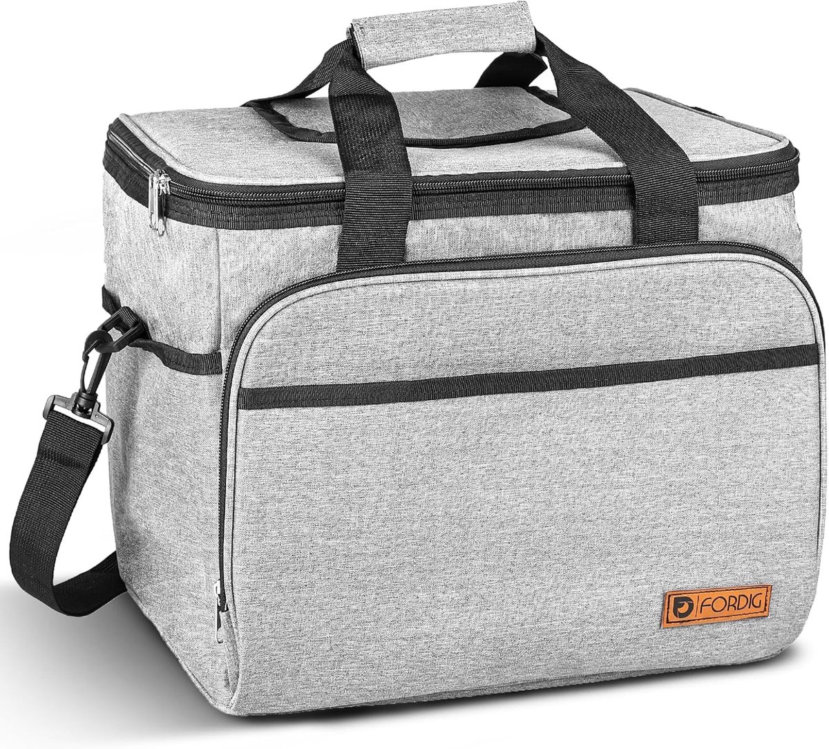 SnelShoppen - Cooler Bag XL Grijs 30 Liter - 600D Polyester Koeltas met PEVA Voering - Ideaal voor Feest, Camping, Strand en Picknick