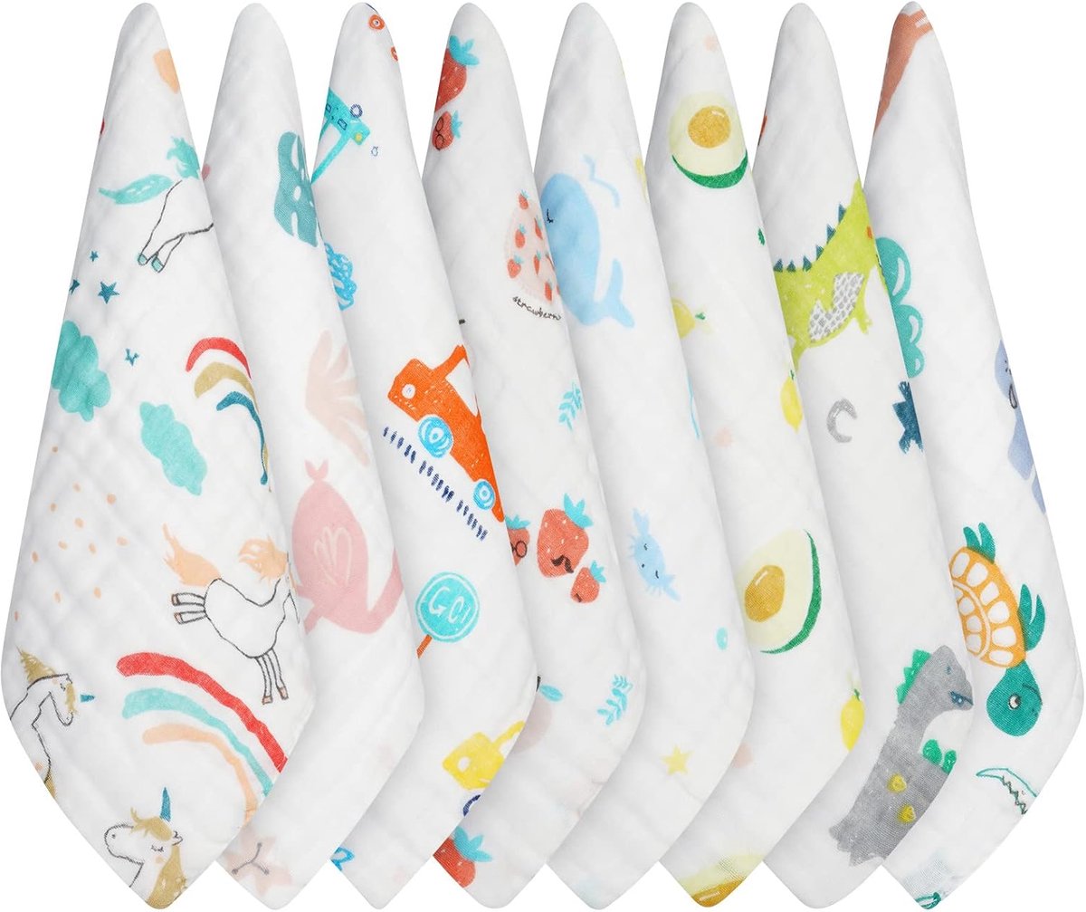 SnelShoppen - Multifunctionele Baby Wasdoeken 100% Katoen - Absorberende Newborn Handdoeken - 8 Stuks 25x25cm - Hypoallergeen en Veilig voor Baby's -