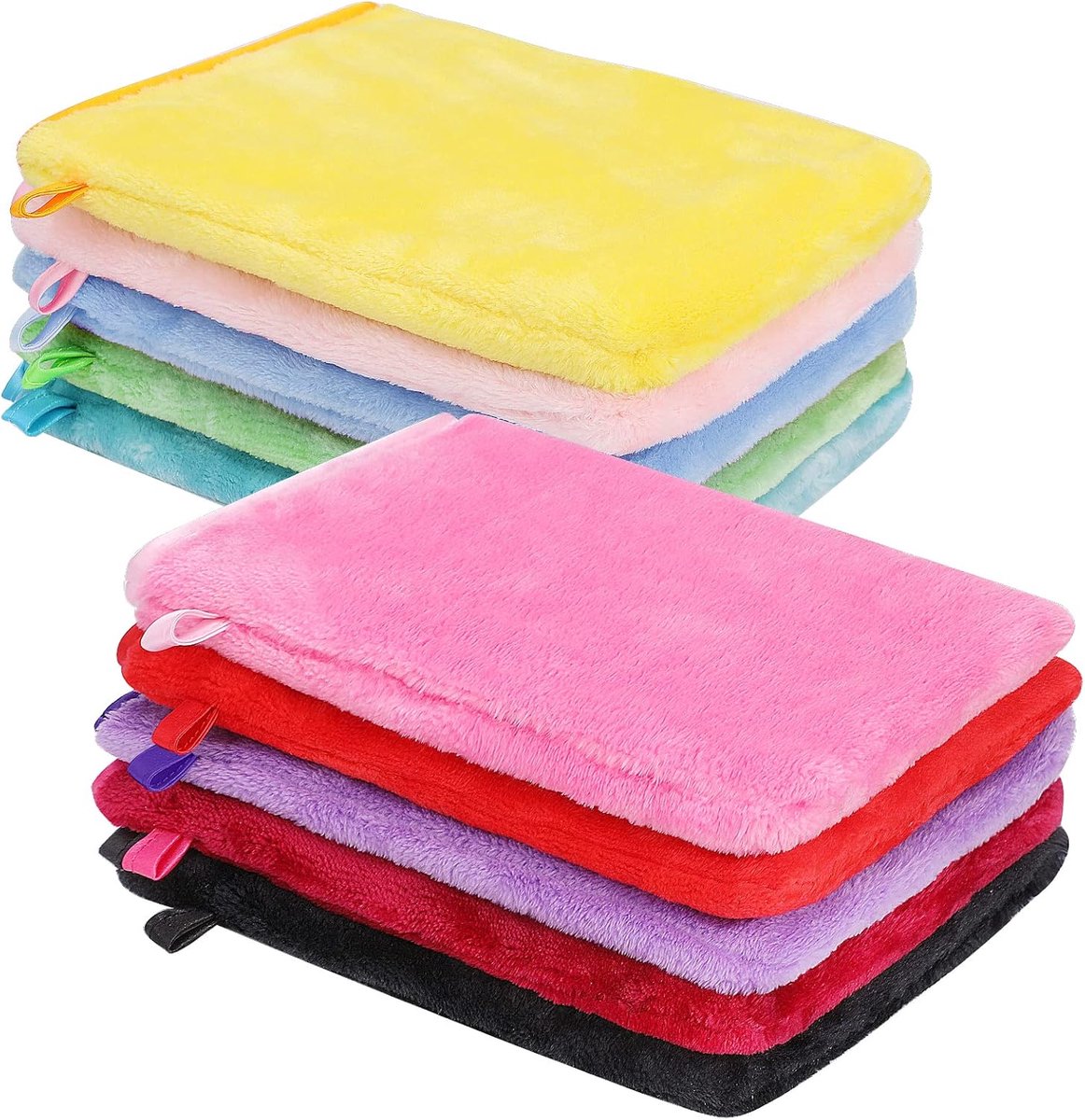 SnelShoppen - 10 Stuks Microfiber Was Handschoenen, Zachte Flanel Douchehandschoenen, Herbruikbare Make-up Remover, Ideaal voor Gevoelige Huid, 15.2 x
