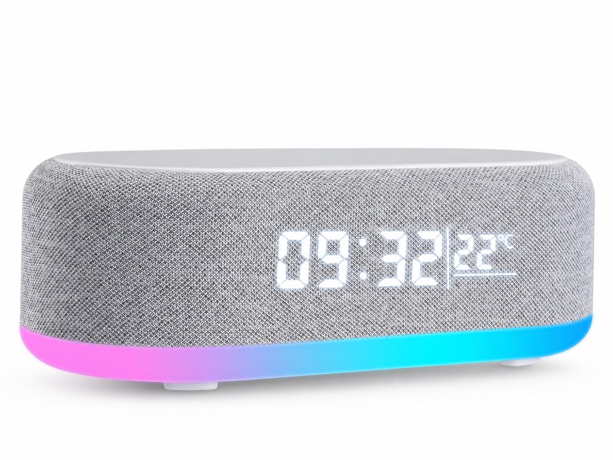 Digitale Wekker met Draadloze Oplader - Multifunctionele Wekker met Bluetooth-Speaker en Nachtlampje - Digitale Klok voor Nachtkastje met Temperatuur