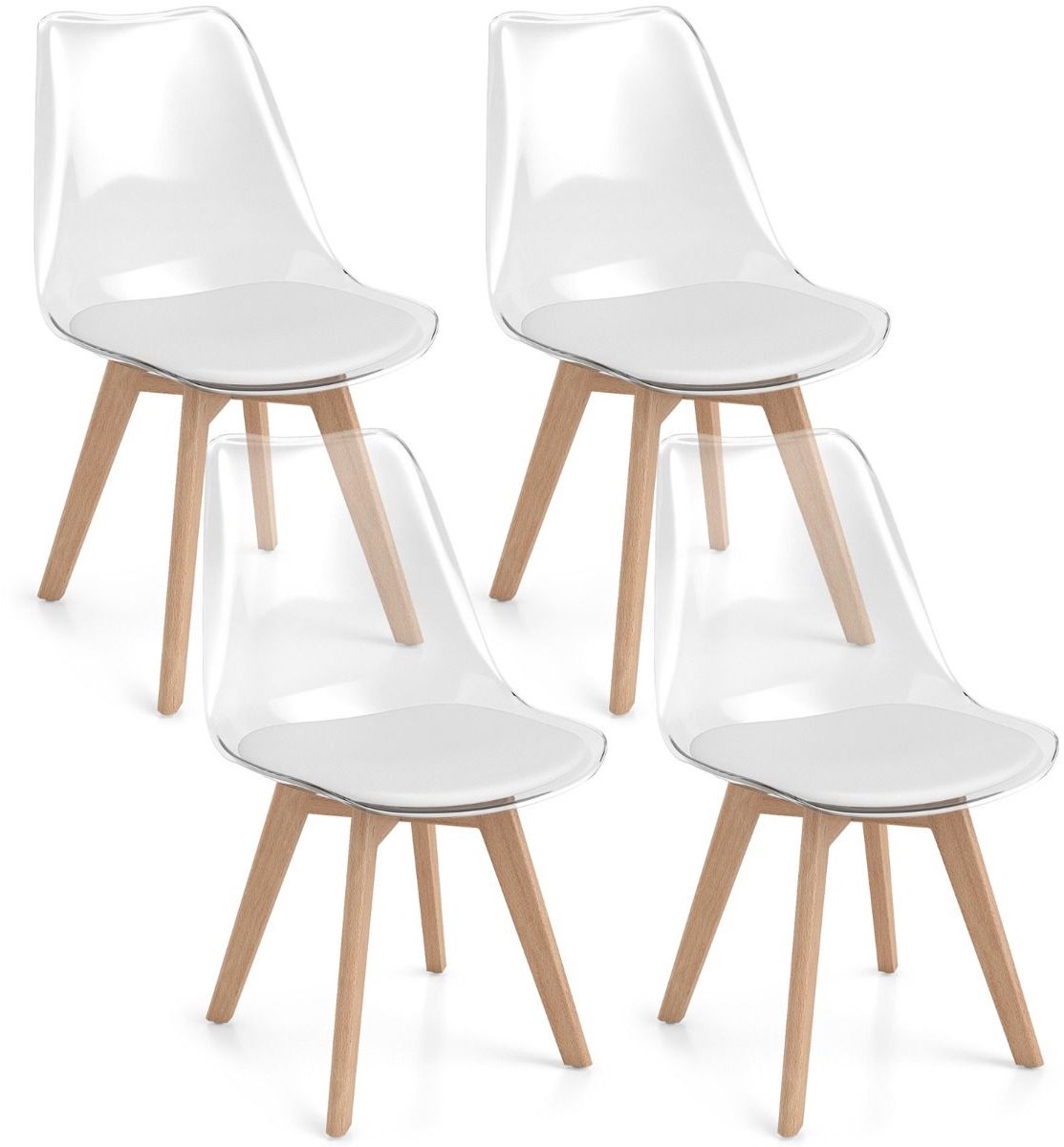 SureDeal® - Eettafel - Transparante Eetkamerstoelen Moderne - 47x52x81 cm - Transparant +