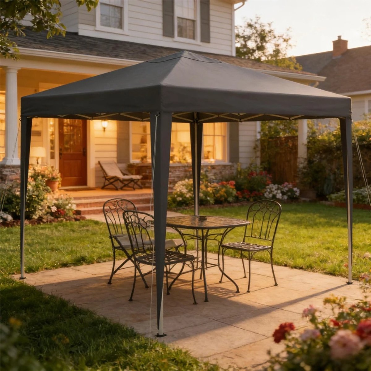 QJ Supply - Partytent - Gazebo - Campingtent - Opvouwbaar - Vouwtent - Tuinpaviljoen - Inklapbare Gazebo - Zonnetent - Grijs