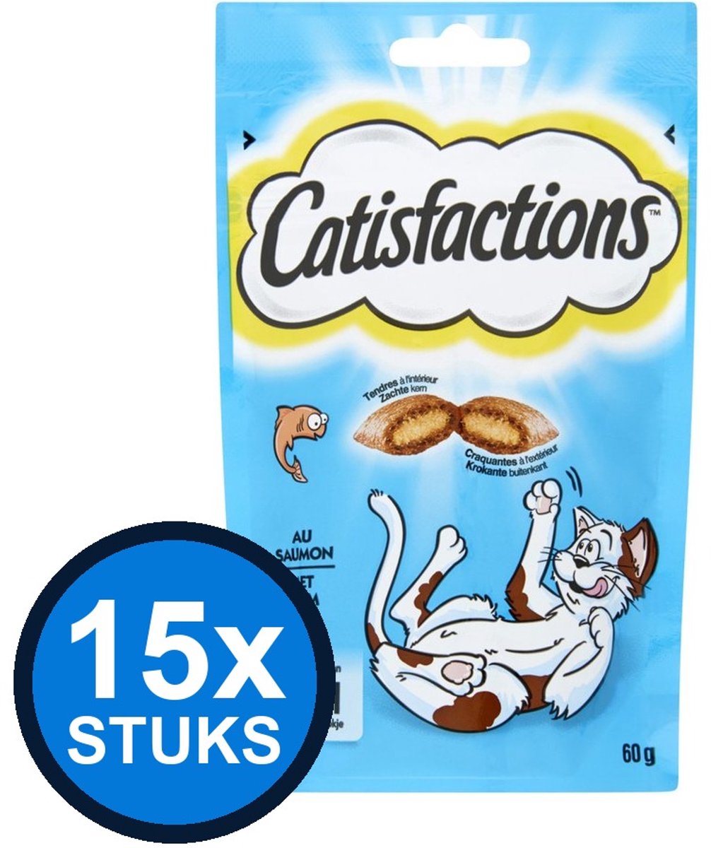 15x Catisfactions - zalm 60gr - Kattenvoer Snacks - 60 g