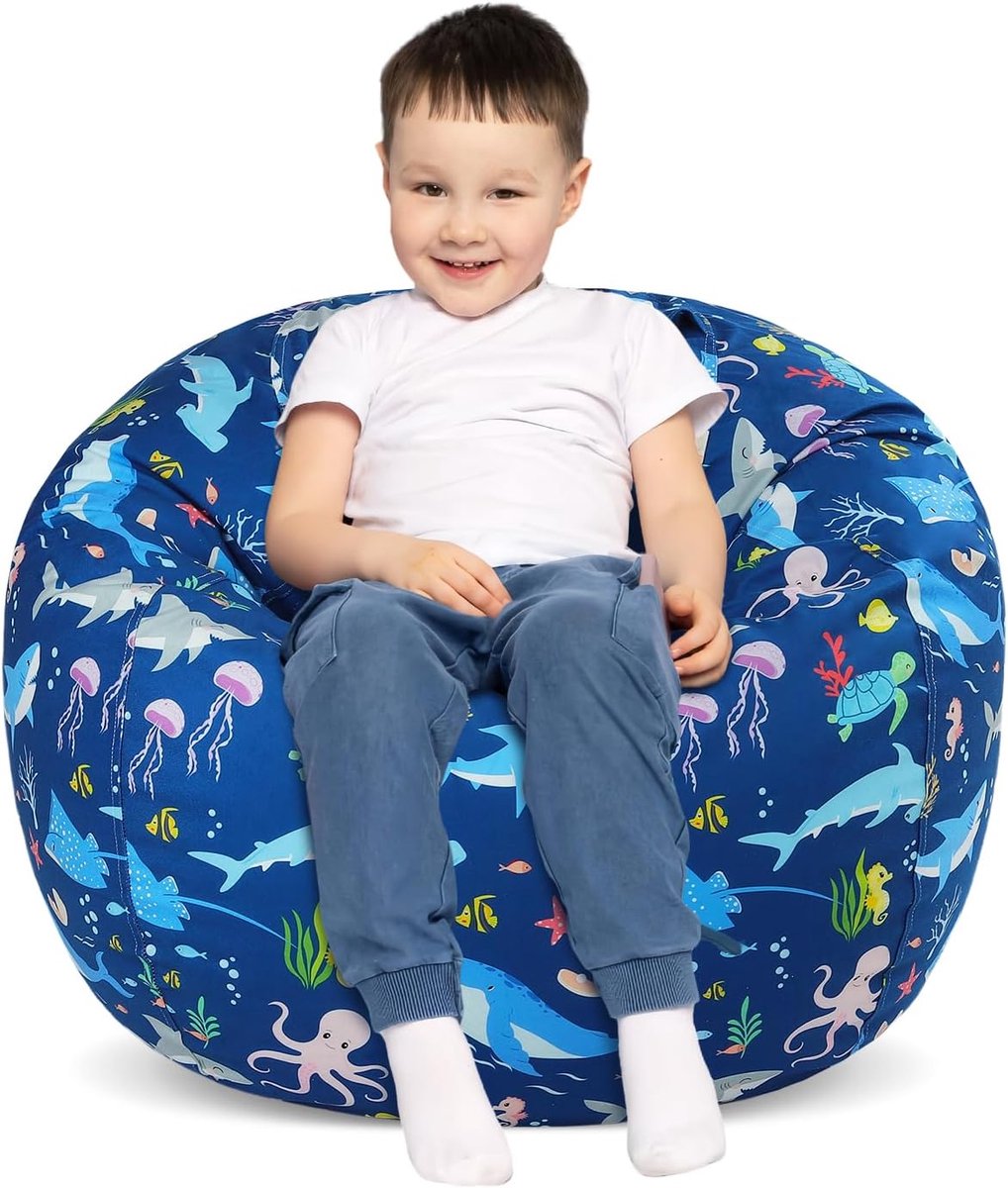 SnelShoppen - Zitzak voor Kinderen, Opbergzak voor Knuffeldieren en Zeedieren, Wasbaar met Ritssluiting, Organizer voor Speelgoed en Kleding, Voor Mei