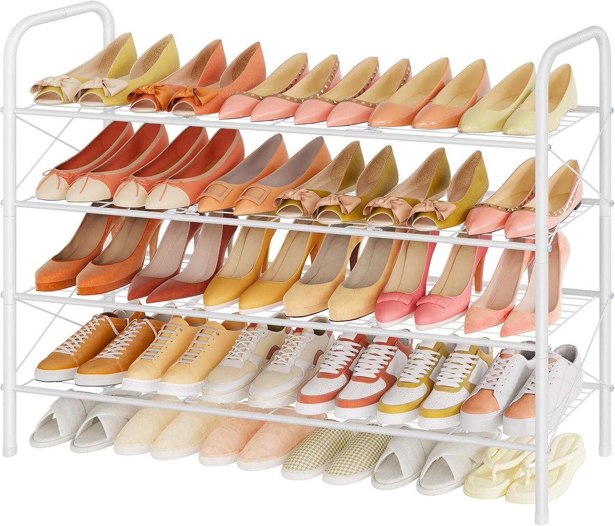 SnelShoppen - 4-laagse Schoenenrek met Mesh Design, Ruimtebesparend en Waterafstotend, Perfect voor Boots en Schoenen, Ideaal voor Thuis, Kantoor en O