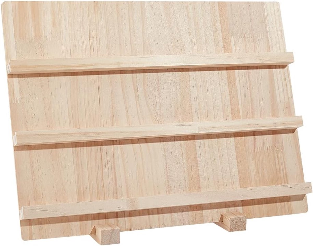 SnelShoppen - Houten Oorbellen Display Stand - 3 Laags Sieraden Houder - Earring Card Holder voor Thuis, Kantoor en Retail - 40x14.3x30cm