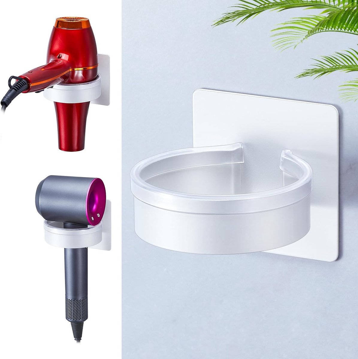 SnelShoppen - Wall Holder Hair Dryer Holder, Zelfklevende Haardrogerhouder zonder Boren, Ruimtebesparende Badkamer Organizer, Duurzaam Metalen Haardro