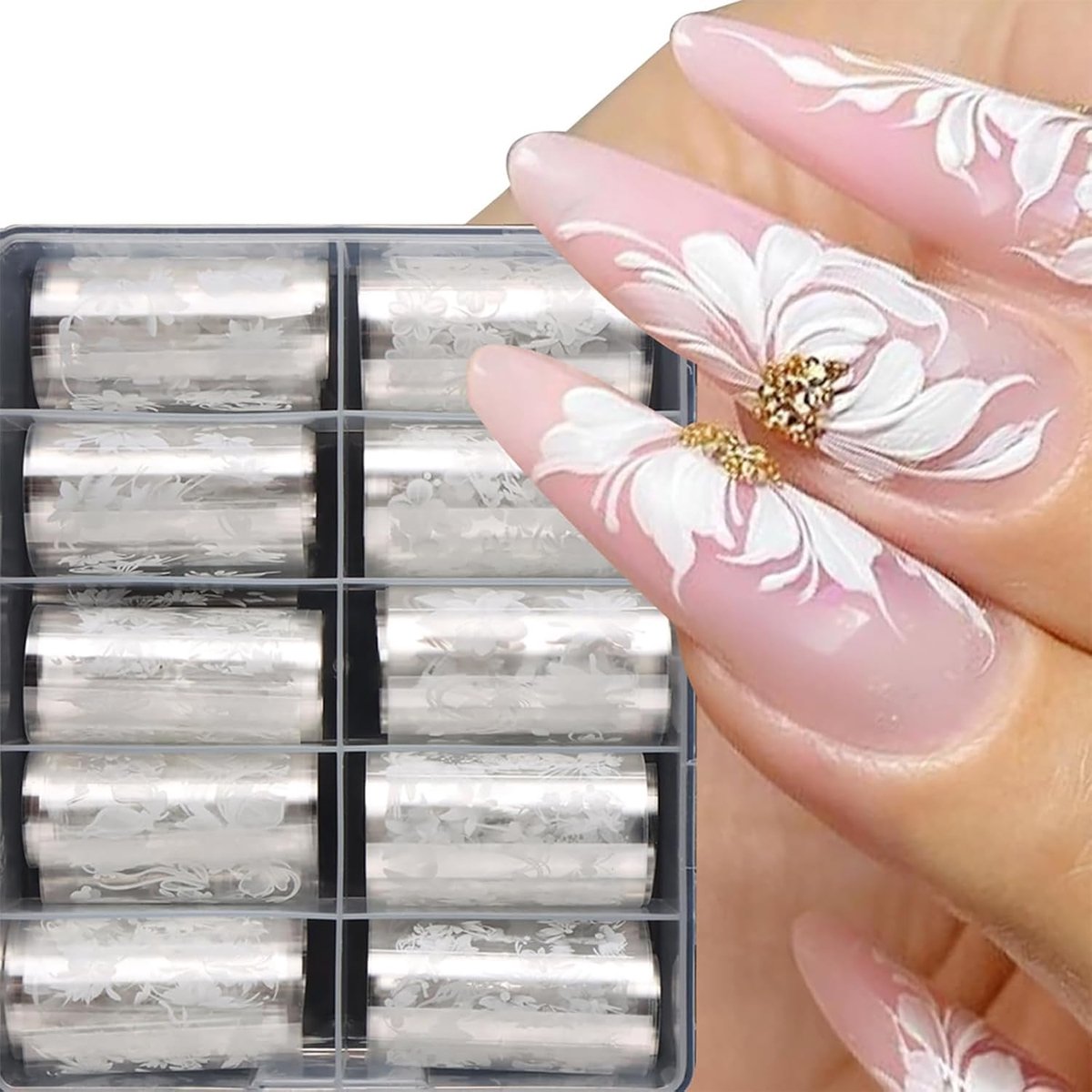 SnelShoppen - 10 Rollen Bloemen Nagel Foils Transfer Stickers - Lente Zomer Nagel Design met Schattige Vlinders en Bloemen - Perfect voor Nagelliefheb