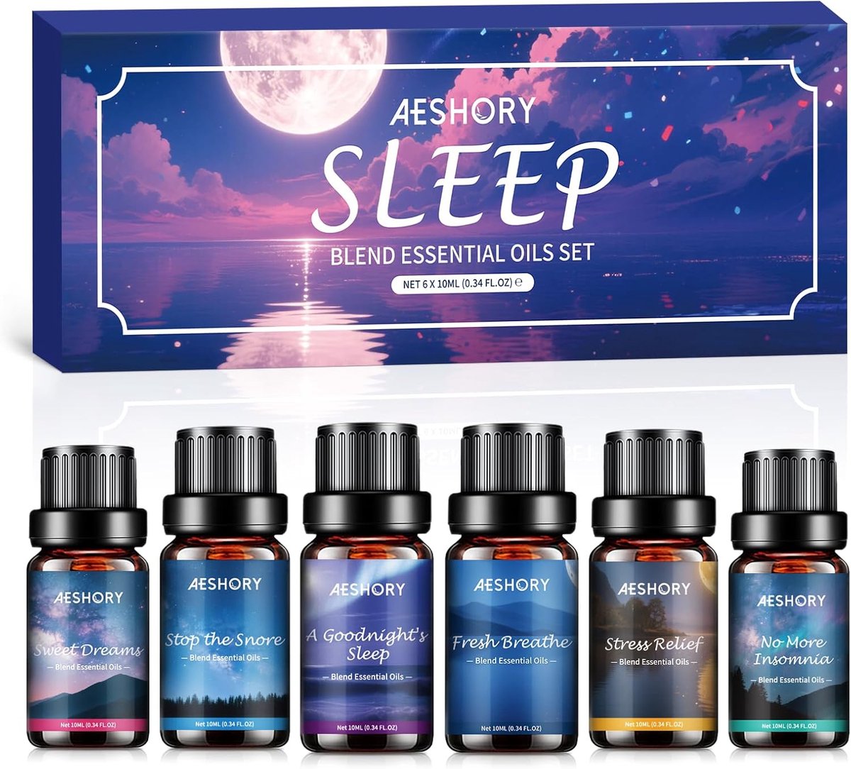 SnelShoppen - Set van 6x10ML Essentiële Olie voor Slaap - Aromatherapie voor Stressverlichting, Frisse Adem, Geen Snurken, Zoete Dromen, Goede Slaap v
