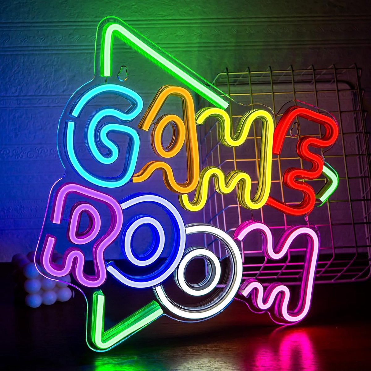 SnelShoppen - Green Game Room Neon Signs, LED Neon Light voor Wanddecoratie, USB Powered, Kleurvolle Letter Neon Sign, Acryl Wanddecoratie voor Slaapk