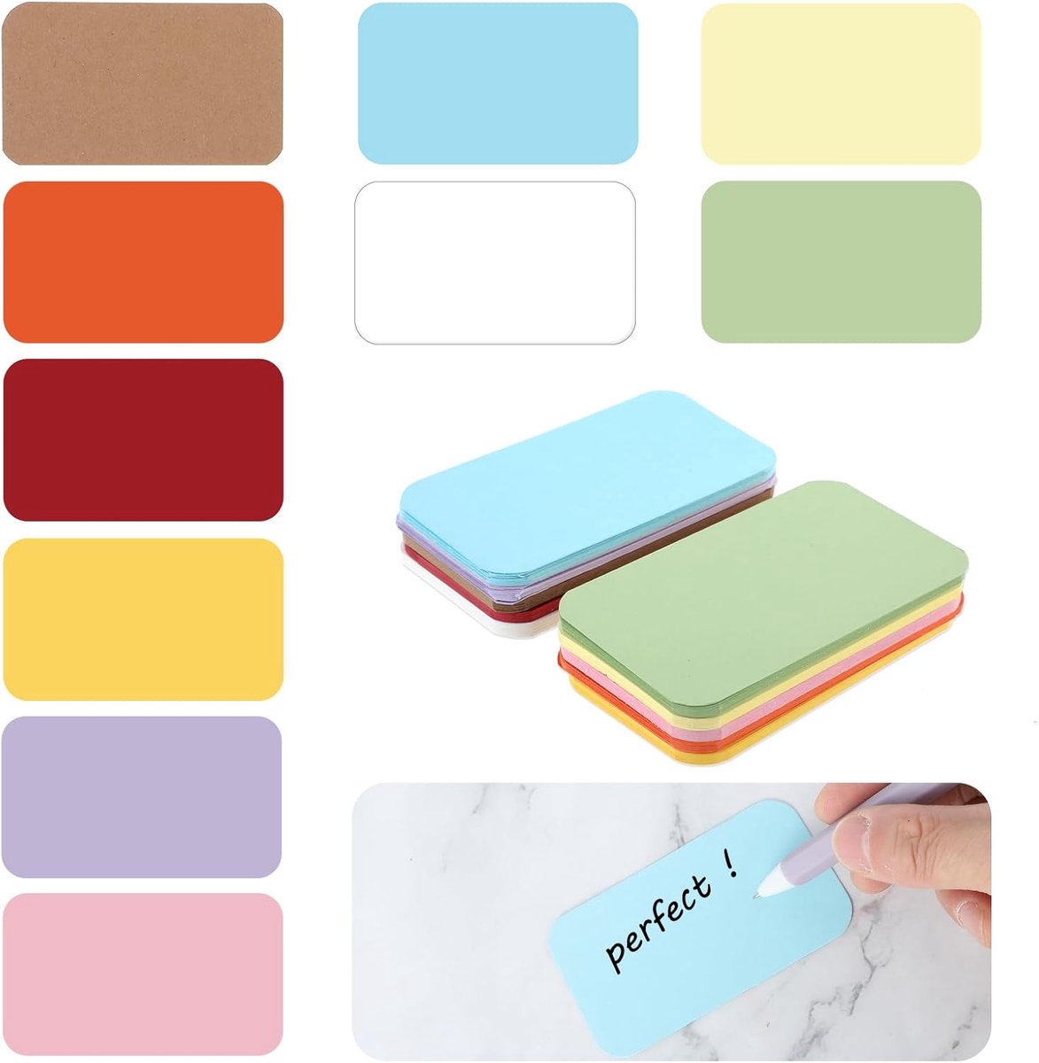 SnelShoppen - 100 Stuks Kleine Lege Papieren Berichtkaarten, Gekleurde Lege Indexkaarten 3.54 x 2 Inch Dubbelzijdige Mini Notitiekaarten voor Scrapboo
