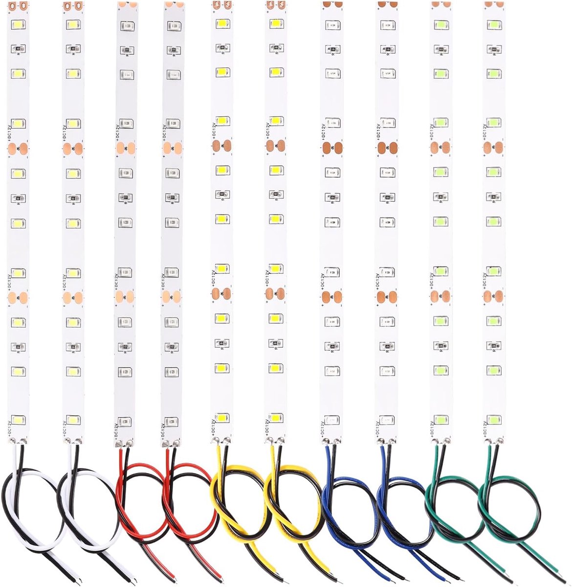 SnelShoppen - 10 Stuks 150mm 12V-18V Voorbedrade LED Strip, 2835 SMD LED Lichten, Zelfklevend en Flexibel in Wit/Rood/Geel/Blauw/Groen - Perfect voor