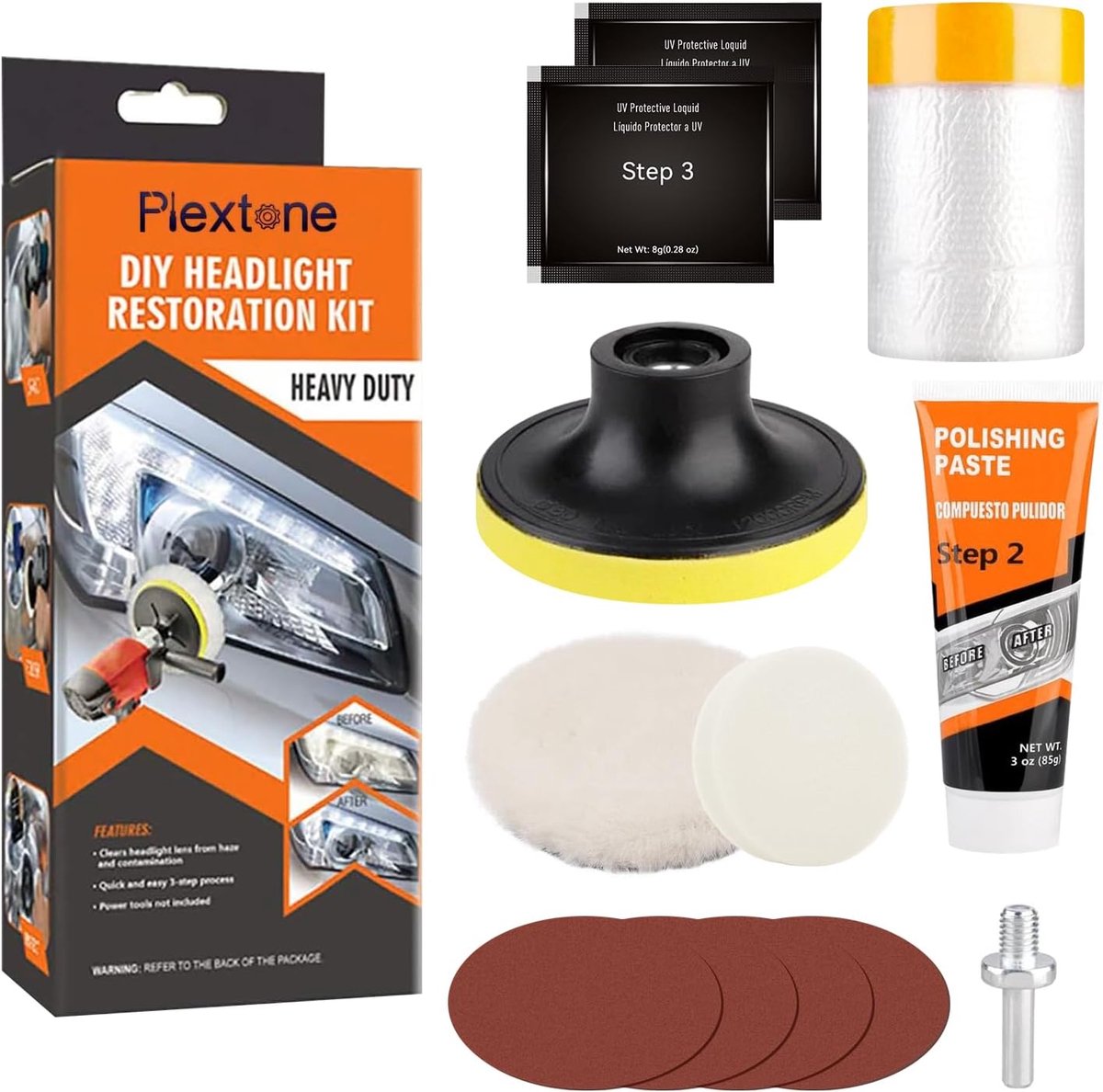 SnelShoppen - Headlight Restoration Kit - Auto Koplamp Polijstset - Professionele Helderheid Herstel - Lens Reiniger voor Gele, Mistige Koplampen - Ee