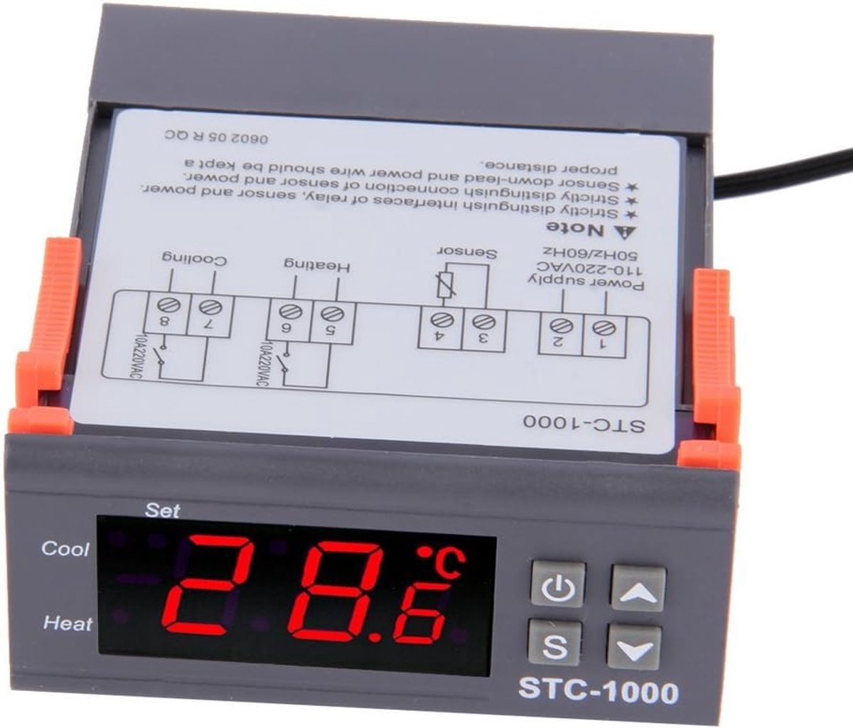 SnelShoppen - Digitale Thermostaat STC-1000 220V Temperatuur Controller met Sensor voor Verwarming en Koeling, Multifunctioneel en Nauwkeurig, Perfect
