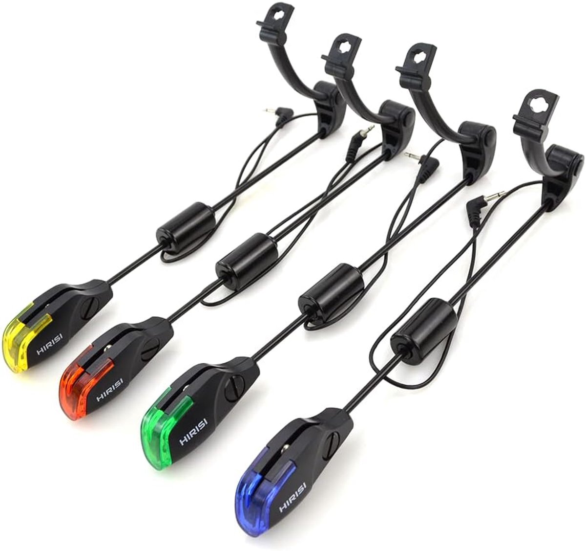 SnelShoppen - Carp Fishing Swingers Set met LED Alarm - 4 Stuks in Beschermcase - Rood, Blauw, Geel, Groen - Magnetische Bal, Geschikt voor Vissen
