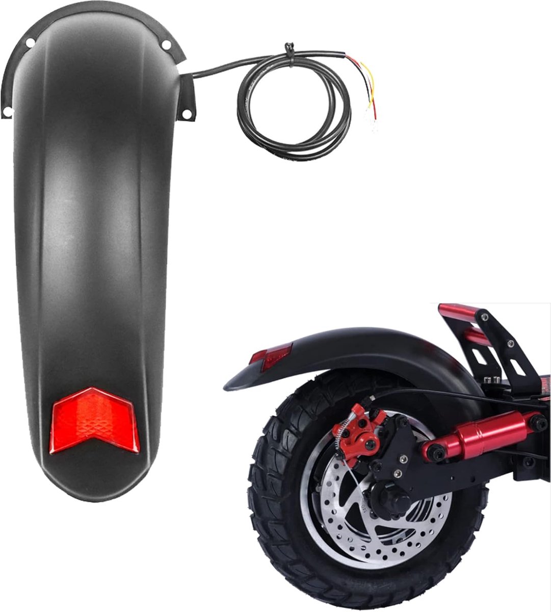 SnelShoppen - Mudguard + Achterlicht voor 10 Inch Elektrische Scooter Vervangingsaccessoires - Sterk en Duurzaam Plastic, Eenvoudige Installatie, Perf