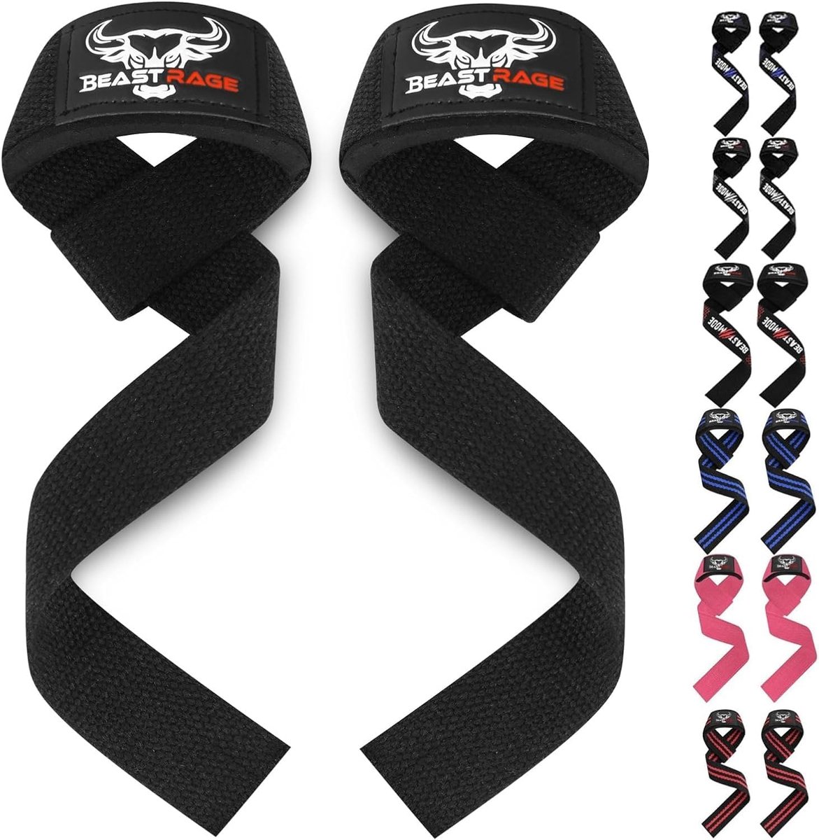 SnelShoppen - BEAST RAGE Gewichtheffen Bandjes Fitness Polssteun Gel Geavanceerde Grips Halter Bar Wraps Heavy Duty Gym Bodybuilding Antislip Oefening