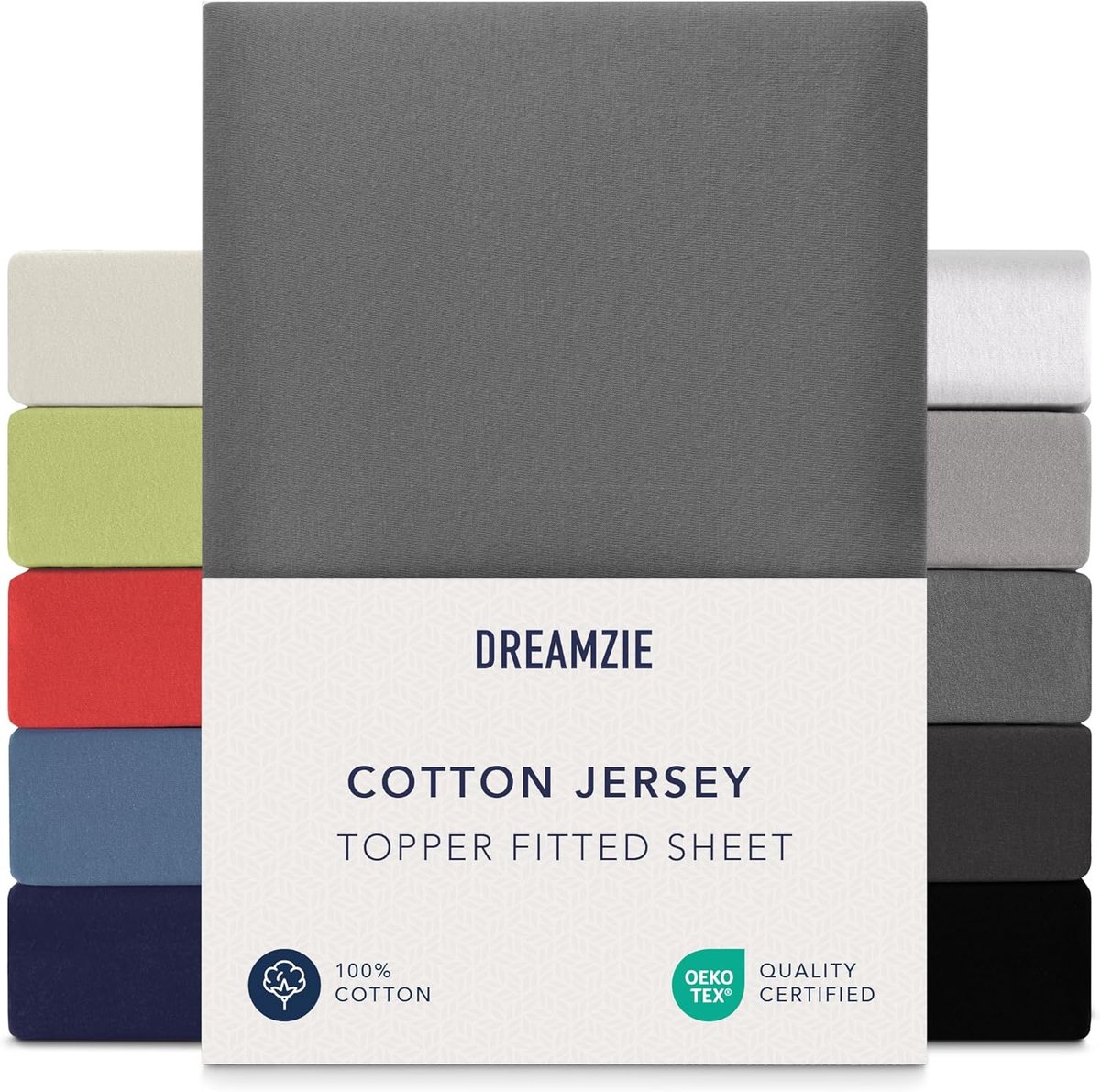 SnelShoppen - Fitted Sheet Matras 90x200cm/100x200cm - 100% Katoen Jersey - Hypoallergenisch - Oeko-Tex - Antraciet - Geschikt voor Matras Hoogte tot