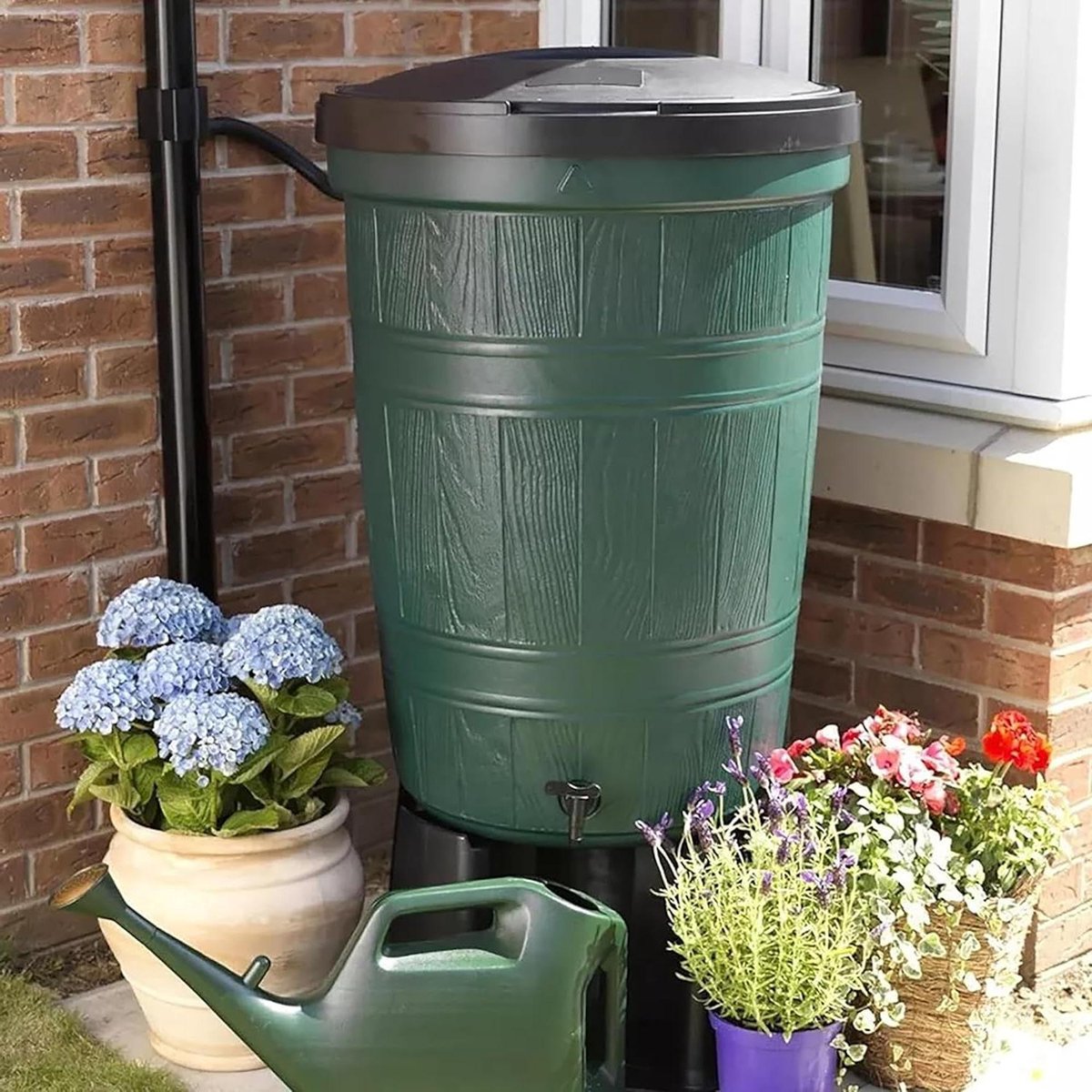 Regenton - Wateropslag Vat - Tuin Water Geven - Houtnerf Effect - 200 Liter - Groen