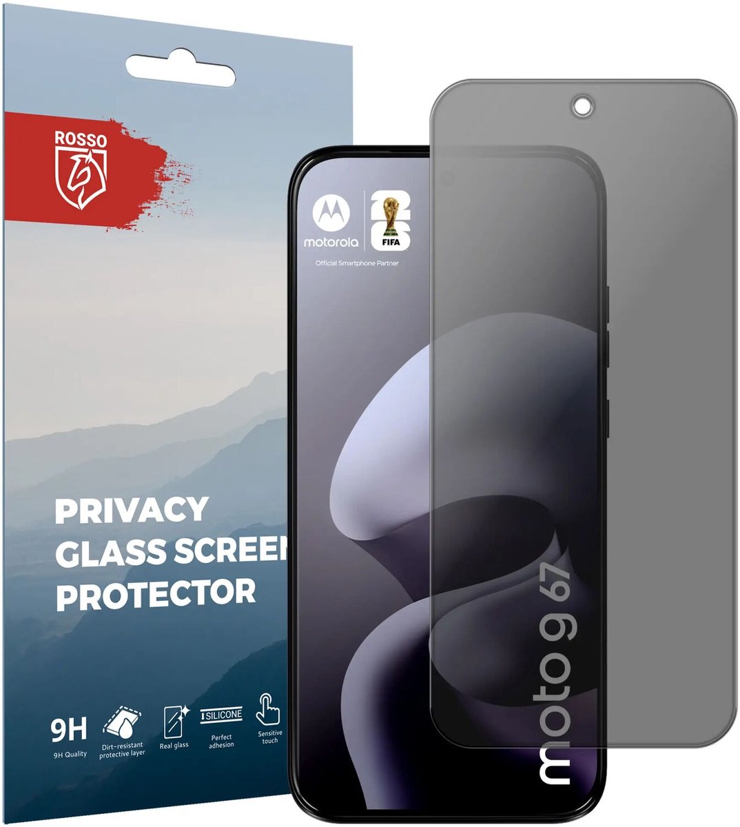 Rosso Privacy Screen Protector Geschikt voor Motorola G67 - 9H Gehard Glas - Case Friendly Tempered Glass - Eenvoudige Installatie