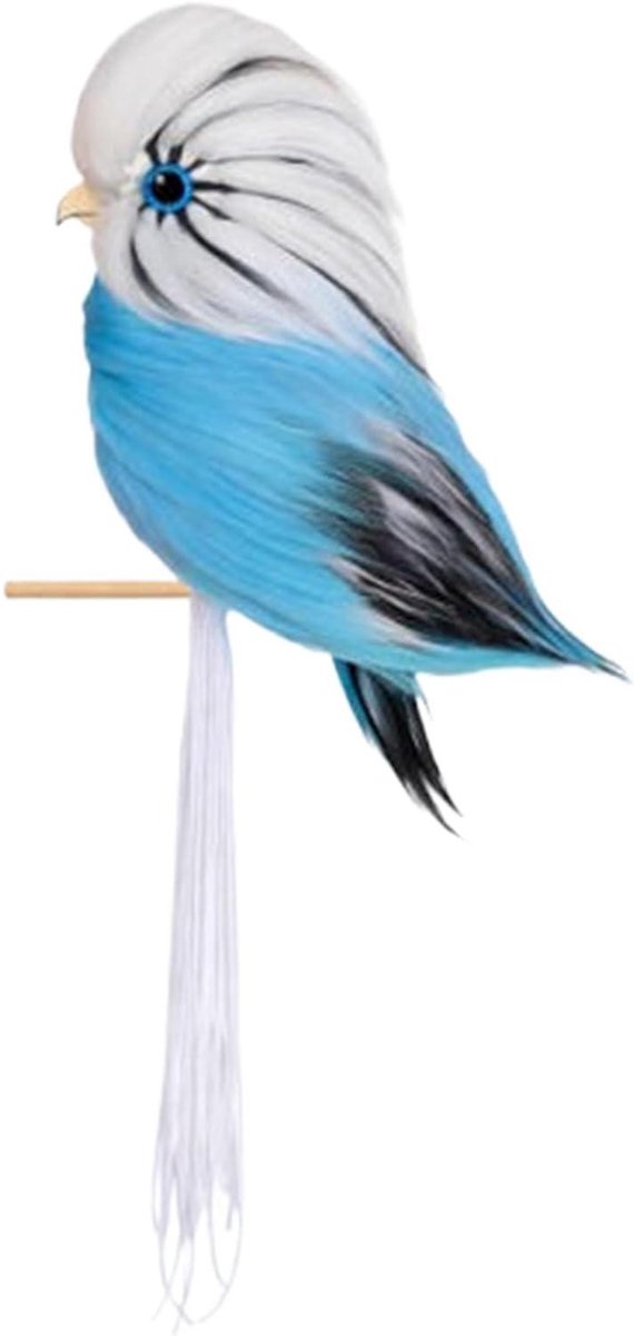 Nep Papegaai Decoratie - Vogel Ornament - Buiten Decoreren - Weerbestendig Ontwerp - 25 cm - Blauw Wit