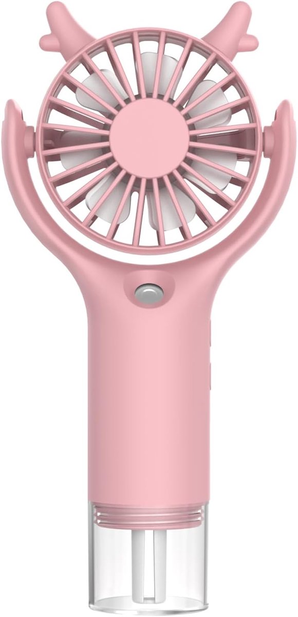 SnelShoppen - Draagbare Mini Ventilator met Waterspray - Turbo Handventilator USB Oplaadbaar - 3 Snelheden - Roze voor Reizen, Kantoor, Buiten, Feest,