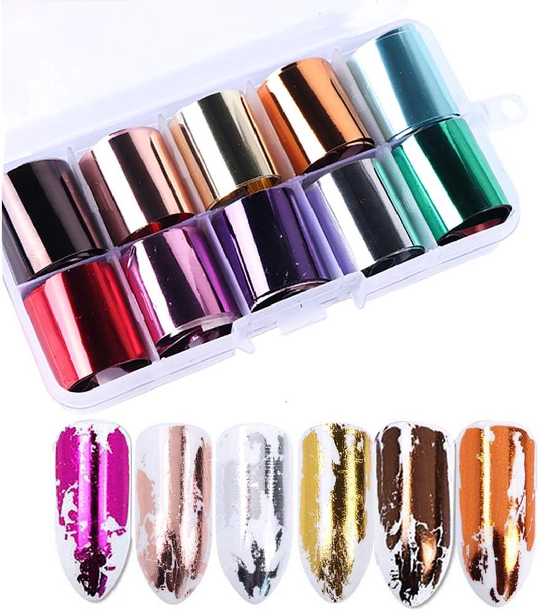 SnelShoppen - 10 Stuks Nagelfolie Transferstickers Roségoud Sterrenhemel - Glanzende Holografische Nagelstickers - DIY Nail Art Decoratieset 2.6x100cm