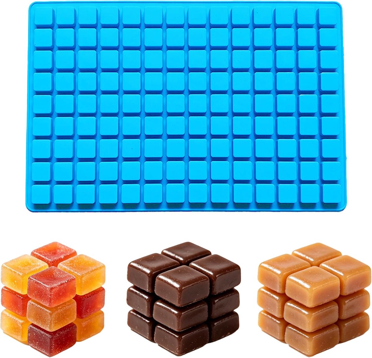 SnelShoppen - Siliconen Mal Kubische Vierkante Vorm - 126 Holtes 1,5 cm - Chocoladevormen voor Bonbons, Fudge, Karamels en IJsblokjes - Perfect voor F