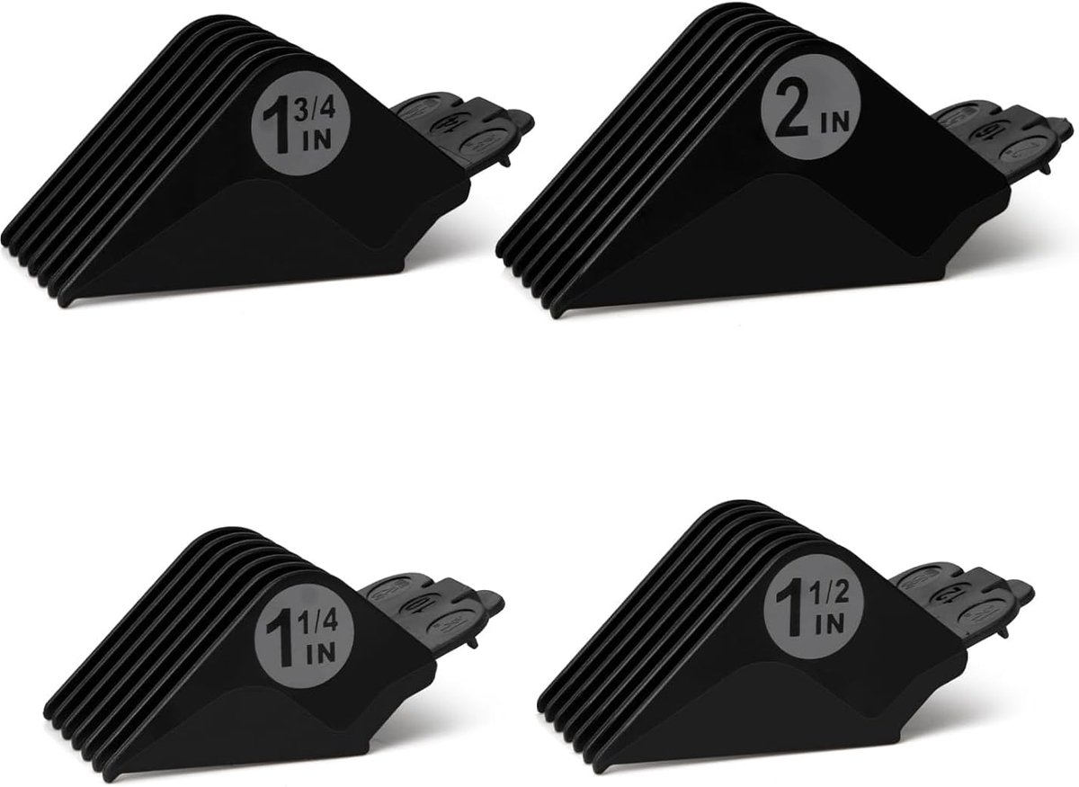 SnelShoppen - Clipper Guards Set voor Tondeuse 4-delige set 32mm, 38mm, 44mm, 51mm, ABS materiaal, zwart, universeel voor verschillende modellen