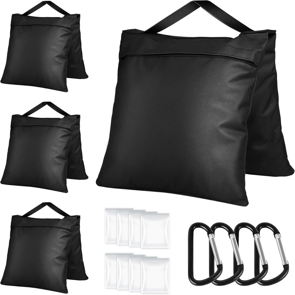 SnelShoppen - 4 Stuks Zandzakken voor Studio, Gewichten voor Paviljoen, 800D Oxford Weefsel, Zwarte Zandzakken, Hoge Weerstand, Maximaal 11,8 kg, Idea