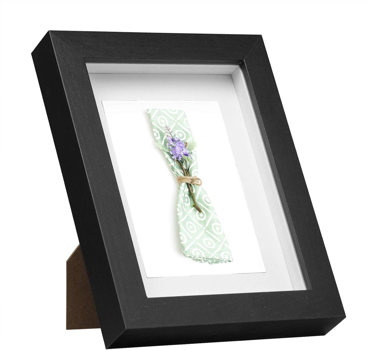 SnelShoppen - 3D Fotolijst om te Vullen 13x18 cm - Diepe Houten Objectlijst voor Collage - Zwarte Lijst met Papieren Passe-Partout - Ideaal voor Herin