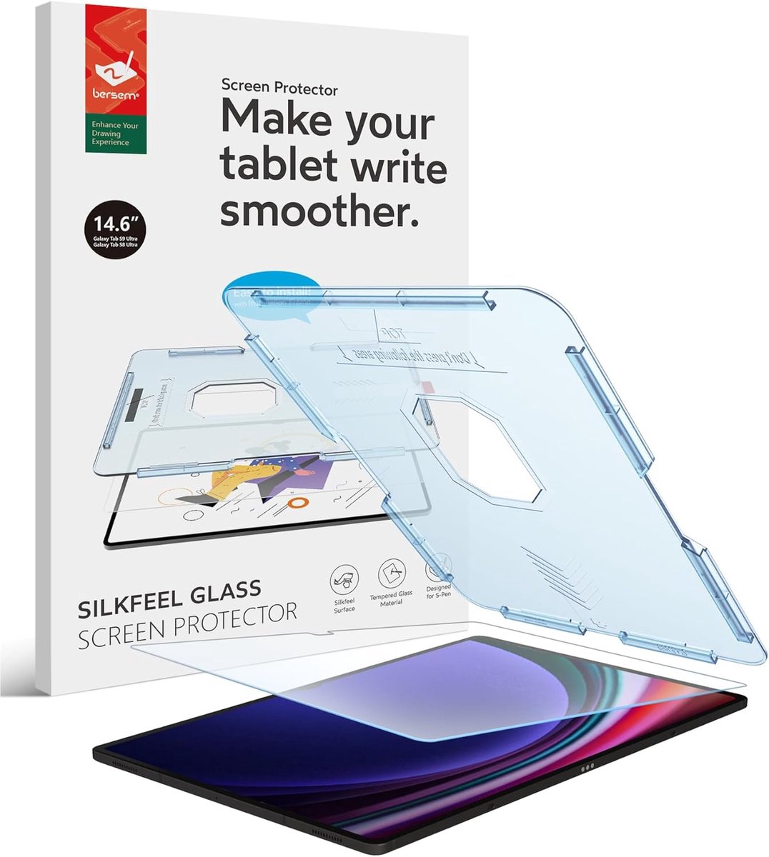 SnelShoppen - Beschermfolie voor Samsung Galaxy Tab S11/S10/S9/S8 Ultra 14,6 Inch - Geharde Glazen Folie met Zijdegevoel - Eenvoudig aan te Brengen me