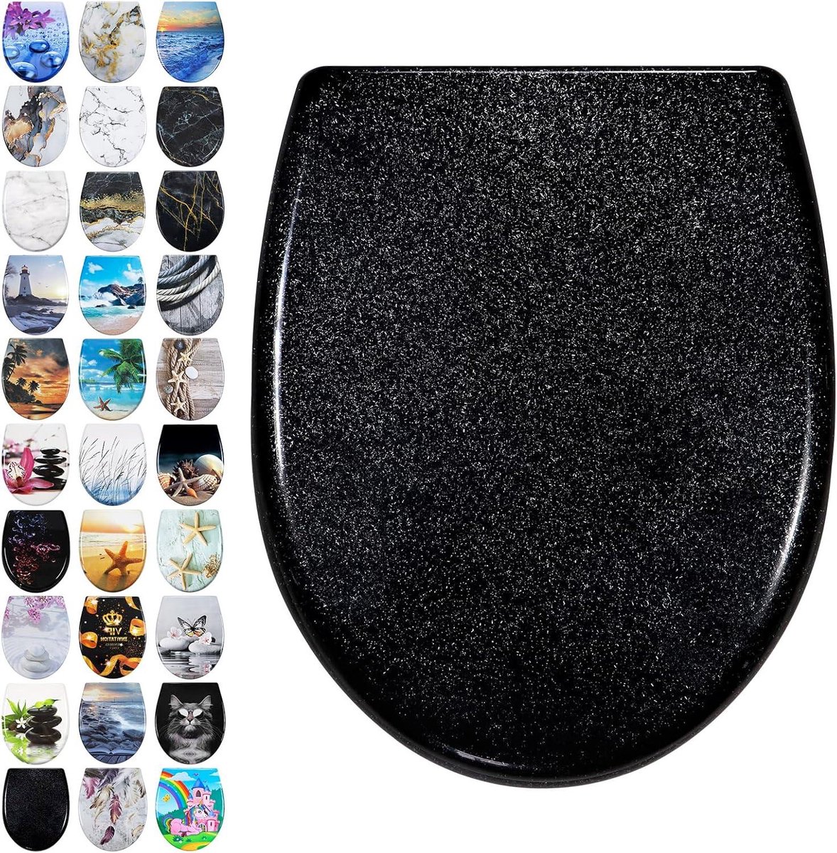 Toiletbril - Toiletdeksel - Stil Sluiten - Softclose Mechanisme - 45x37 cm - Zwart