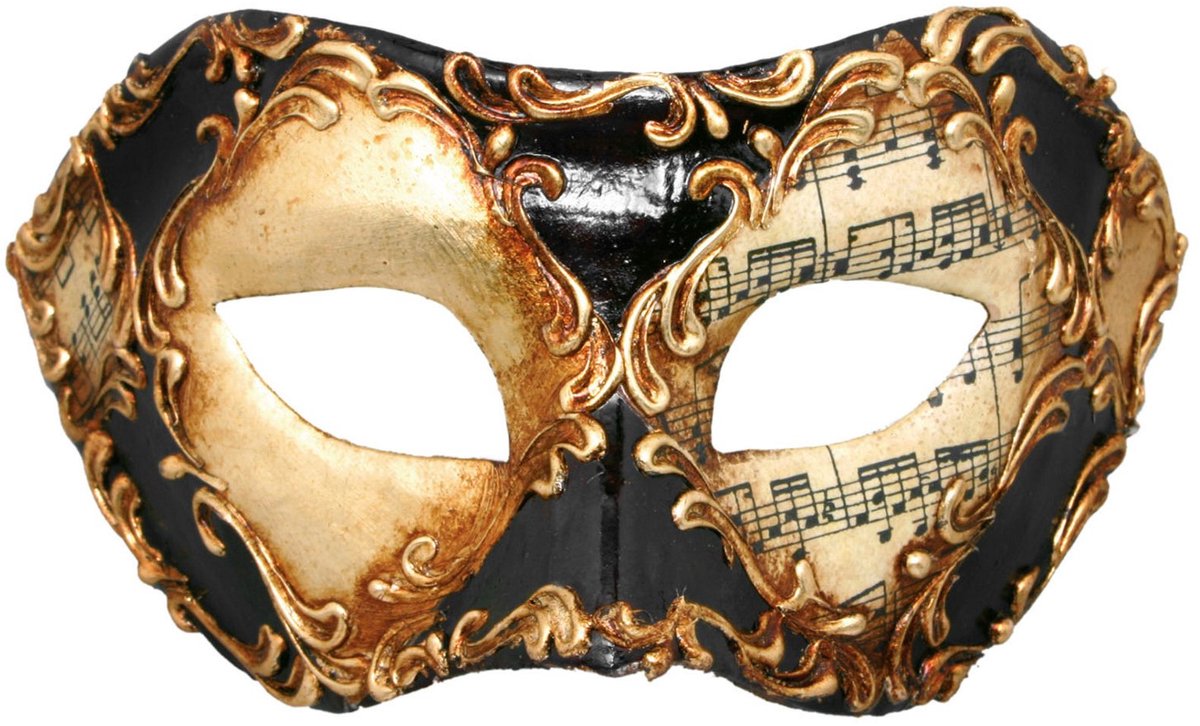 Colombina Schaak Goud Leer Stucwerk Muziek - Venetiaans Masker