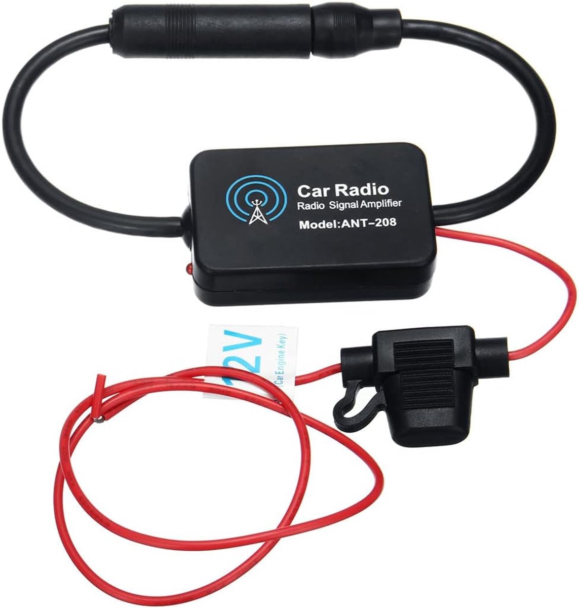 SnelShoppen - Car Radio Signal Booster - Universele 12V Antenne Versterker voor Verbeterde Radio Ontvangst en Geluidskwaliteit - Zwart