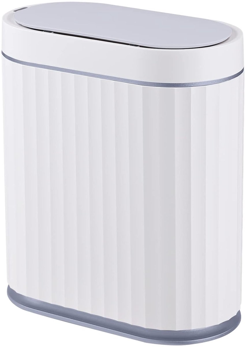 SnelShoppen - Slimme Automatische Afvalbak met Bewegingsdetector, 8 Liter, Smalle Plastic Prullenbak met Deksel voor Slaapkamer, Badkamer, Keuken en K