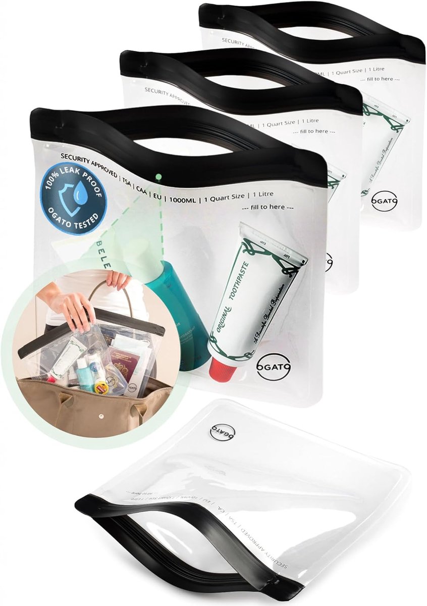SnelShoppen - TSA Goedkeuring Toilettas Set van 3 - Transparante Reistoilettassen - 3-1-1 Regel Compliant - Ideaal voor Vliegtuig, Reis, Cosmetica, Ma