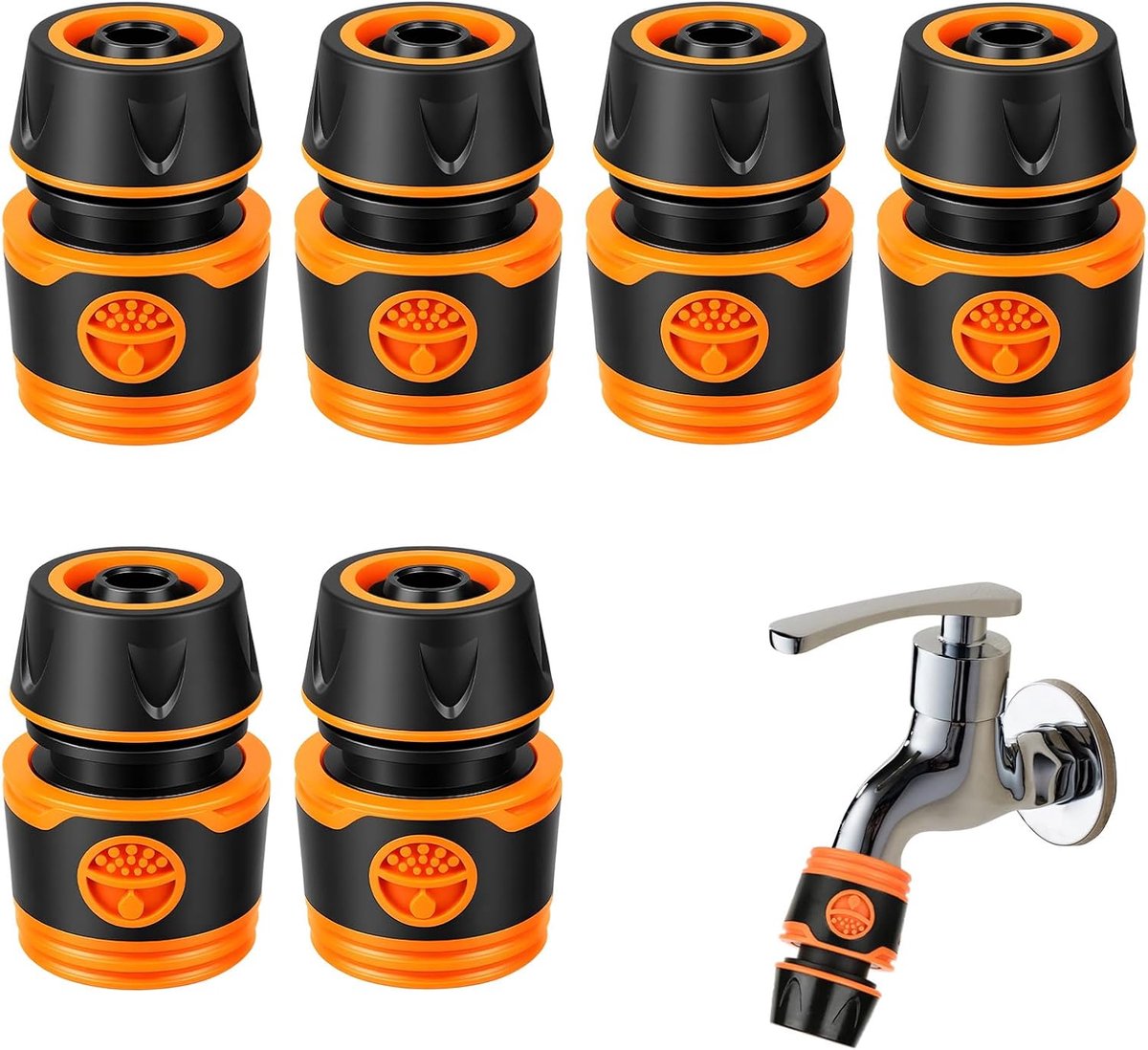 SnelShoppen - Set van 6 Tuinslang Aansluitstukken 1/2" - Robuuste Tuinslang Koppelingen - Snelle Koppeling - Geschikt voor Tuin- en Buiten gebruik