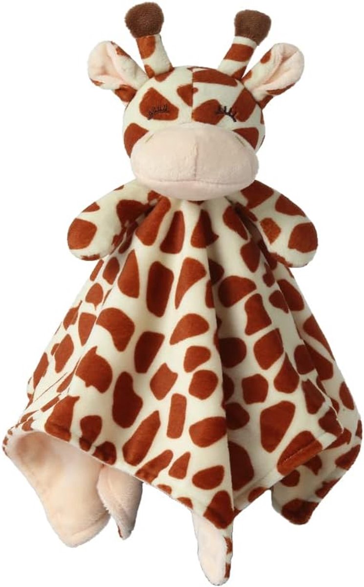 SnelShoppen - CREVENT Zachte Pluche Dieren Veiligheidsdekens voor Kinderen - Fleece Baby Dekentje - 34x34 cm - Bruine Giraffe - Perfecte Cadeaus voor