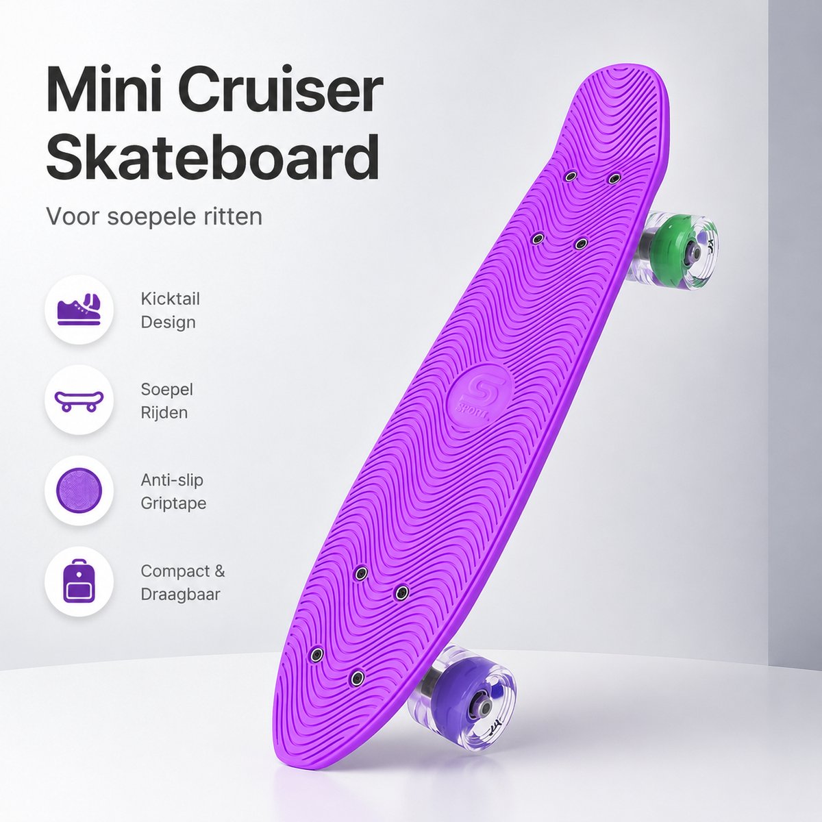 Suotu Skateboard - Skateboard Jongens – Wielen met LED-verlichting - ABEC-9 - Tot 50 kg - Skateboard Meisjes – Skateboard Volwassenen - Paars — afbeelding 6