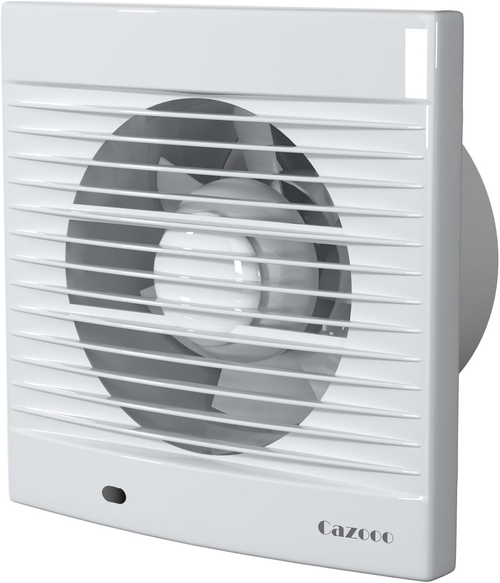 SnelShoppen - Badkamer Ventilator 150 mm, 320 m³/h Sterke Luchtververser, 35 dB Stille Afzuiger voor Muur/Ramen, IPX2 Spatwaterdicht, Wit